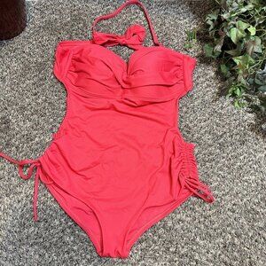 VITAMIN A X SOLEIL Pink Coral one piece swimsuit Womens M Medium Halter
